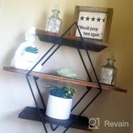 img 1 attached to Rustic Farmhouse Decor 3 Tier Floating Shelves - Round Wood & Metal Hanging Circle Shelf, Geometric Circular Tiered Wall Shelf review by Andrew Burnside