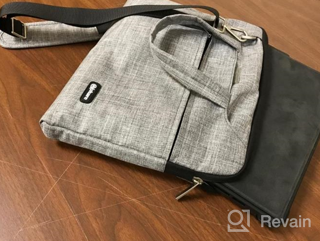 img 1 attached to Qishare Laptop Shoulder Bag: 11.6-12 Inch Multi-Functional Carrying Case For Microsoft Surface Pro & MacBook Air (Gray Lines) review by Christopher Karamba