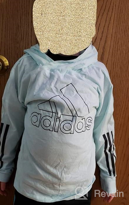 img 1 attached to Stylish and Sporty: Adidas Sleeve Hooded Heather Graphic Girls' Clothing and Active Gear review by Sharon Hill