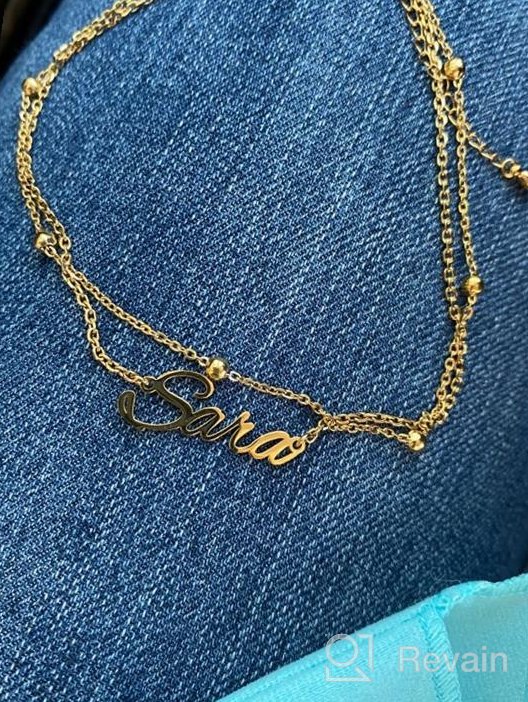 img 1 attached to Personalized Name Bracelet Or Anklet For Women - Engraved Infinity Love Cuff Bangle - Inspirational Gift For Mom Or Couples - DayOfShe review by Leandro Gray