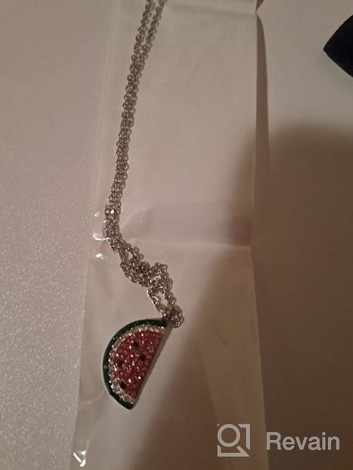 img 1 attached to Summer Fruit Necklace Set: Delicate Watermelon & Cherry Jewelry Gift for Her review by Stacey Haynes