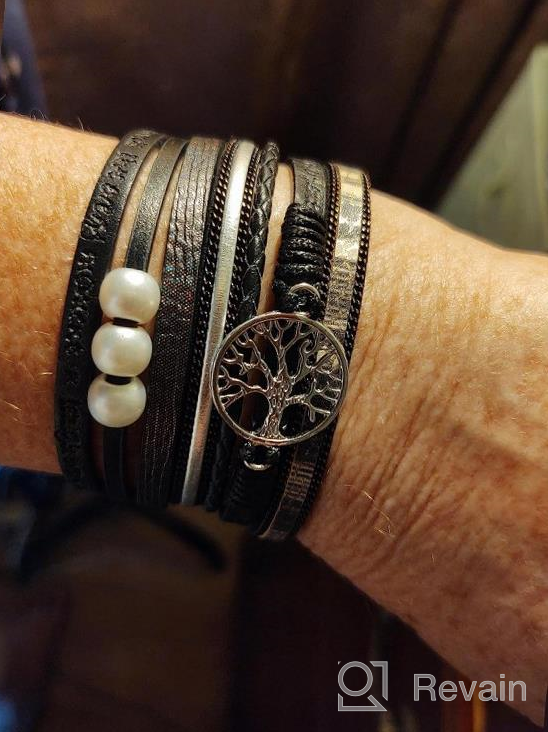 img 1 attached to Fancy Leather Wrap Bracelet With Tree Of Life Charm - Inspirational Cuff Bangle With Boho Pearl Detailing - Perfect Christmas Gift For Women And Teen Girls review by Stephen Cooper