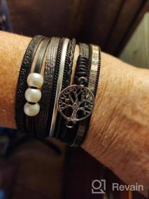 img 6 attached to Fancy Leather Wrap Bracelet With Tree Of Life Charm - Inspirational Cuff Bangle With Boho Pearl Detailing - Perfect Christmas Gift For Women And Teen Girls