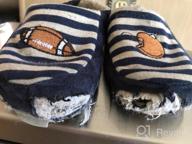 img 1 attached to Kids' Comfy Cotton Knit House Slippers with Sherpa Lining by HomeTop - Lightweight, Elastic Back Shoes for Boys and Girls review by Kyle Ahmed