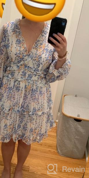 img 1 attached to Floral Print V-Neck Wedding Guest Dress With Long Sleeves And Backless Design - Available In Sizes S-XL review by Chris Cooper