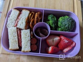 img 5 attached to Leakproof Bento Box For Adults And Kids With 3 Compartments, Microwave-Safe Lunch Containers, Purple Color, Includes Flatware - Jeopace