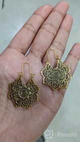 img 6 attached to 🌼 Vintage Ethnic Summer Hollow Earrings with Mandala Flower Design - Drop Dangle Earring for Women and Girls - Tribal Hollow Floral Pendant Earrings - Set of 2 - Pendientes