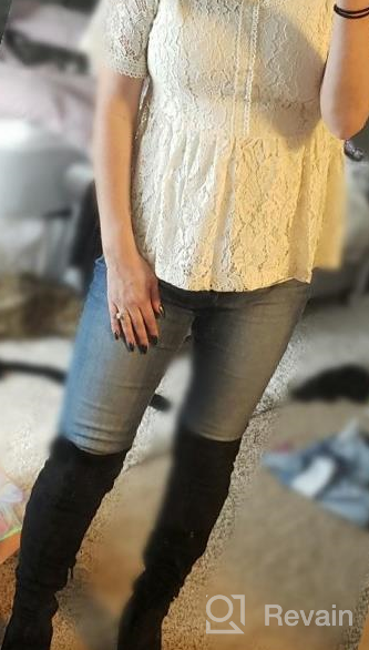 img 1 attached to Women'S Sexy Sheer Mesh Lace Peplum Blouse - Short Sleeve Top By Tobrief review by Wade Brooks