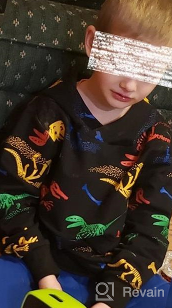 img 1 attached to Parent's Pick: HZXVic Dinosaur Sweatshirt Pullover 🦖 Black 6T - Trendy Boys' Fashion Hoodie & Sweatshirt review by Michael Persing