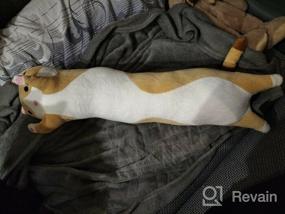 img 6 attached to 🐱 Миленькая плюшевая кукла кошки - мягкая наполненная подушка с изображением кошки для подруги - длинная подарочная подушка