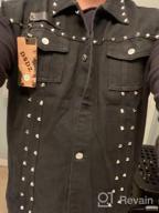 img 1 attached to Men'S Punk Rivet Denim Jean Vest Sleeveless Jacket review by Brandon Fernandez