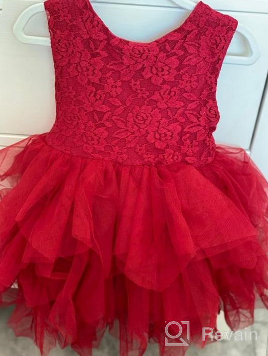 img 1 attached to Cilucu Baby Girls Tutu Dress Flower Girl Lace Infant Big V-Back Dresses With Belt And Bow review by Brian Warmack