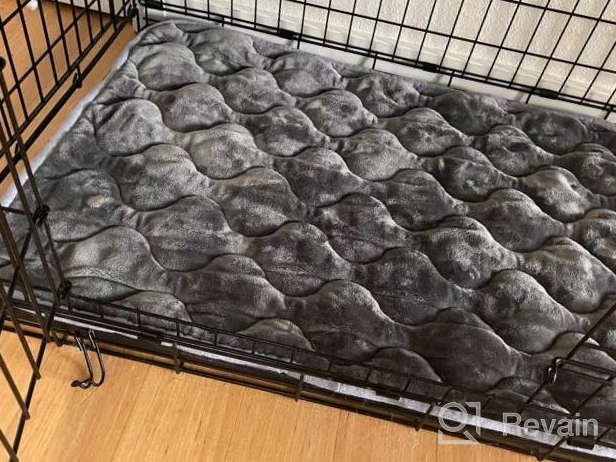 img 1 attached to AIPERRO Dog Bed Crate Pad Soft Plush Kennel Cushion Mat Machine Washable Anti-Slip Pet Bed For Small Medium Large Dogs And Cats Sleeping, 46 X 29 Inch review by Jessica Nunez