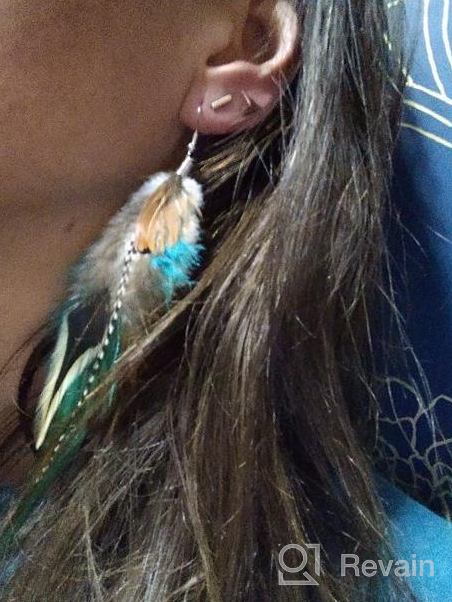 img 1 attached to Bohemian Multicolor Pheasant Feather Earrings Handmade Natural Dangle Jewelry (ER006314) review by Rosemary Wright