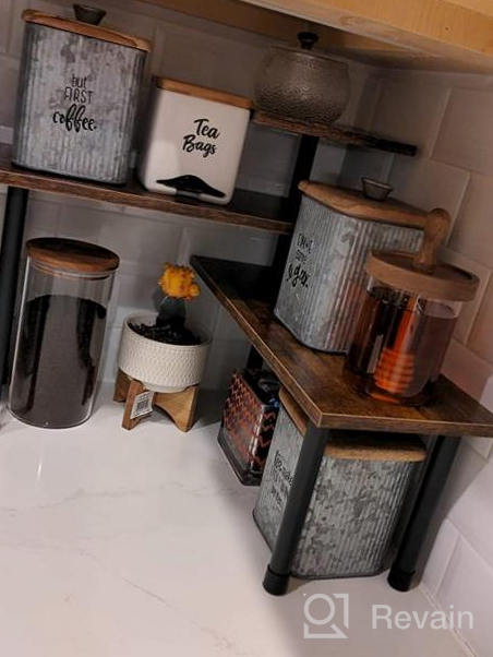 img 1 attached to Maximize Your Kitchen And Bathroom Space With Homode 3 Tier Corner Countertop Organizer - Adjustable Wood Spice Rack With Easy Assembly - Black Oak Finish. review by Tommy Clement