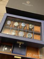 img 1 attached to Organize Your Timepieces In Style: ROTHWELL'S 10-Slot Watch Box With Valet Drawer And Microsuede Liner In Black/Grey review by Kelz Dixon