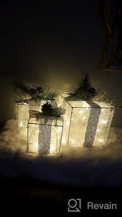 img 1 attached to Set Of 3 Pre-Lit LED Light Up Christmas Gift Boxes Ornament Decorations For Indoor Outdoor Xmas Tree Home Yard Lawn Decor review by Bob Berry