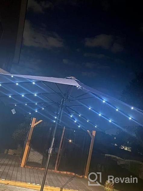 img 1 attached to PHI VILLA 15Ft Outdoor Market Rectangle Umbrella With 36 LED Solar Lights And Stand, Navy Blue review by Paul Stevens