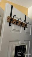 img 1 attached to Bamboo Over The Door Hooks With 4 Adjustable Tri Hooks For Hanging Clothes, Hats, Bags - Heavy Duty Wall Mounted Coat Rack No Drilling Natural Finish Towel Rack For Bathroom review by Paul Beach