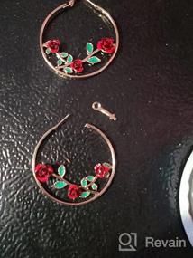 img 5 attached to 🌹 Women's Girls' 3D Hollow Earrings - Black Pink Red Rose Flower Hoop Earrings