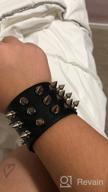 img 1 attached to HZMAN Wide Strap Leather Bracelet - Unisex Black Metal Spike Studded Punk Rock Biker Jewelry (5cm Wide - Spike Black) review by Sean Moran