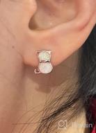 img 1 attached to 🐱 Hypoallergenic Opal Cat Stud Earrings for Women - CiNily 14K White Gold Plated Jewelry for Teen Girls review by Raden Maldonado