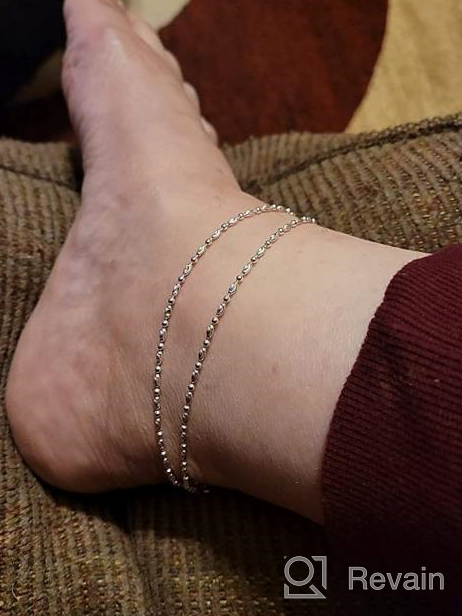 img 1 attached to Sterling Silver Diamond-Cut Anklet: MiaBella'S Italian-Made Bead Ball Chain For Women And Teens review by Jeff Kickthedogband