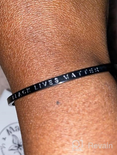 img 1 attached to 🖤 MADIBELLA Adjustable BLM Stainless Steel Cuff Bracelet - Luxury Inspirational Hand Stamped Bangle - Black Lives Matter Design - Suitable for Kids and Adults review by Cameron Chandra