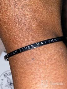 img 6 attached to 🖤 MADIBELLA Adjustable BLM Stainless Steel Cuff Bracelet - Luxury Inspirational Hand Stamped Bangle - Black Lives Matter Design - Suitable for Kids and Adults