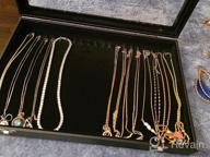img 1 attached to Hivory Necklace Organizer Tray - Necklace Storage Box With Glass Lid - Stackable Necklace Jewelry Holder Velvet Tray With 20 Hooks (Grey) review by Troy Caldwell