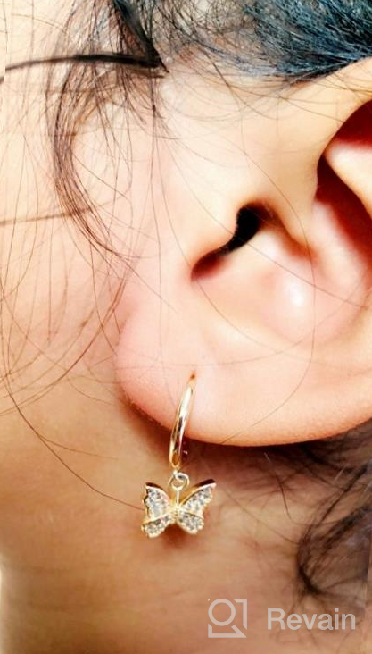 img 1 attached to Sterling Silver Huggie Hoop Earrings, 14K Gold Plated With Evil Eye, Star, Butterfly, Spike & Cross Dangles - Minimalist Hypoallergenic Jewelry Gifts For Women review by Kip Ruach