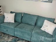 img 1 attached to Modular 3 Seater Convertible Sofa With Storage Seats For Small Spaces In Stylish Aqua Blue By HONBAY review by James Bull