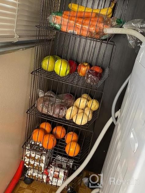 img 1 attached to Organize Your Kitchen With BENOSS 4-Layer Metal Fruit Basket On Wheels! review by Chad Black