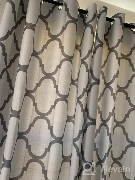 img 1 attached to Off White & Navy Thermal Insulated Room Darkening Curtains - Melodieux Moroccan Fashion Grommet 52X84 Inch (1 Panel) review by Aaron Ethridge