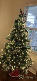 img 5 attached to Искусственная рождественская елка из заснеженной ели - 7 футов высотой, реалистичные ветки с красными ягодами и 1172 кончиками - зелено-белые от HOMCOM
