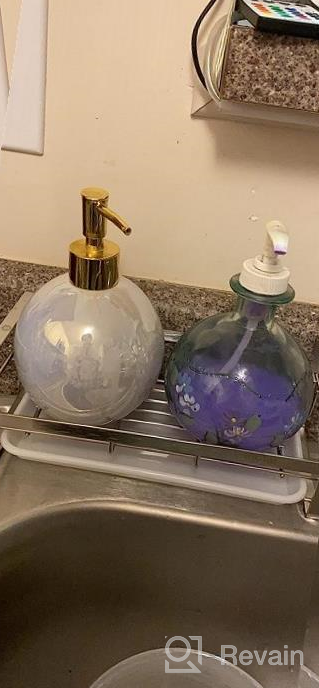 img 1 attached to Keep Your Sink Tidy: HULISEN Stainless Steel Sponge Holder With Soap Dispenser Caddy review by Nhyiraba Wilson