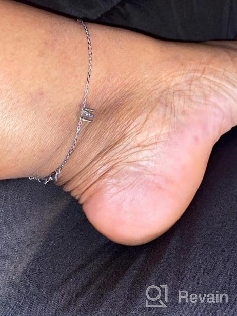 img 1 attached to Sterling Silver Initial Anklet For Women, A-Z Letter Layer Wear Handmade Jewelry Gift - Flower/Figaro/Cuban Link/Herringbone Chain Summer Beach Ankle Bracelets review by Jonathan Roloff