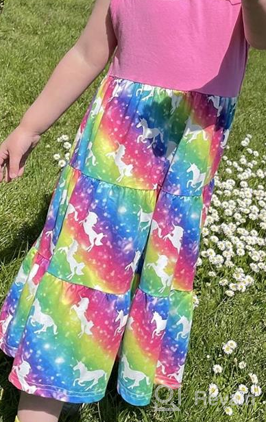 img 1 attached to Girls' Clothing: Sleeveless 🌈 Rainbow Unicorn Sundress in Colorful Patterns review by Gene Evans