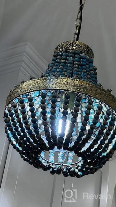 img 1 attached to Eumyviv Vintage Bohemian Wood Beaded Chandelier For Dining Room Entryway Foyer Pendant Lighting 1-Light Fixture B0007 review by Jon Booth