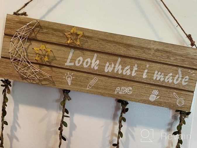 img 1 attached to 🎨 Hanging Artwork Display for Kids: Look What I Made Sign with 20 Clips and Remote Fairy Lights review by Udders Sharma