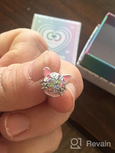 img 1 attached to 🐱 Radiant Chanteur Crystal Cat Enamel Kids Baby Girl Crystal Elements: Sparkle and Style! review by Monique Larsen