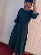 img 1 attached to Women'S Elegant Audrey Hepburn Style Maxi Dress With Round Neck, 3/4 Puff Sleeves, Belt And Pockets By AOOKSMERY review by Peter Hallett