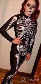 img 8 attached to Женский костюм скелета на Хеллоуин - забавное боди, облегающий комбинезон с длинными рукавами от Idgreatim