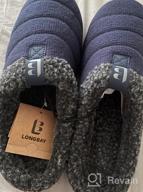 img 1 attached to Cozy Memory Foam House Shoes For Men With Quilt Knitted Design, Plush Fleece Lining, And Indoor-Outdoor Versatility - LongBay Slippers review by Bob Larson