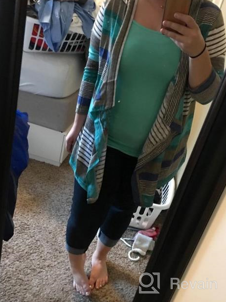 img 1 attached to BISHUIGE Women'S 3/4 Sleeve Cardigans Striped Printed Kimono Loose Cardigan review by Alexa Johnson