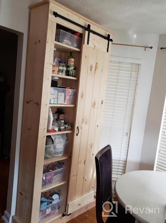 img 1 attached to Maximize Space With Skysen 7Ft Single Door Cabinet Sliding Barn Door Kit - Perfect For Wardrobe, TV Stand And More | YKC4 Model review by Chuck Hernandez