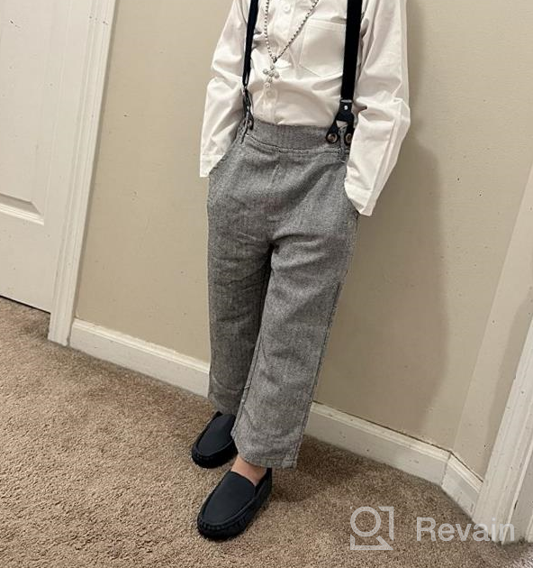 img 1 attached to Adorable SANGTREE Baby & Little Boy Tuxedo Outfit: Plaids Shirt + Suspender Pants for a Stylish Look review by Eder Boesel