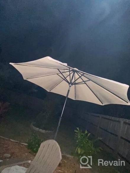 img 1 attached to GOLDSUN 9Ft Outdoor Aluminum Market Patio Umbrella With Solar LED Lights & Push Button Tilt - Aqua Blue review by Kyle Costello