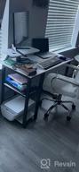 картинка 1 прикреплена к отзыву Современный письменный стол для ПК с подставкой для монитора и полками для хранения - Компьютерный стол для домашнего офиса GreenForest, 47 дюймов, отделка под орех, простая сборка от Josh Kim
