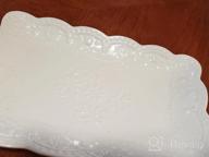 img 1 attached to Jusalpha® White Rectangle Embossed Lace Plate-1 Piece (10 Inches, White) review by James Weber